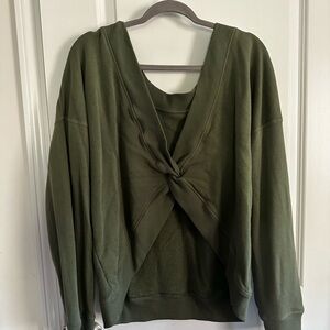 Aerie Olive Green Twist-Back Sweater
